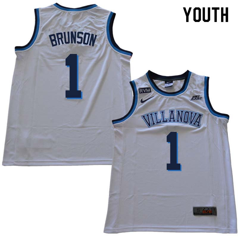 2018 Youth #1 Jalen Brunson Willanova Wildcats College Basketball Jerseys Sale-White - Click Image to Close